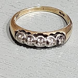 10k yellow gold dainty diamond ring wedding engagement antique jewelry s…